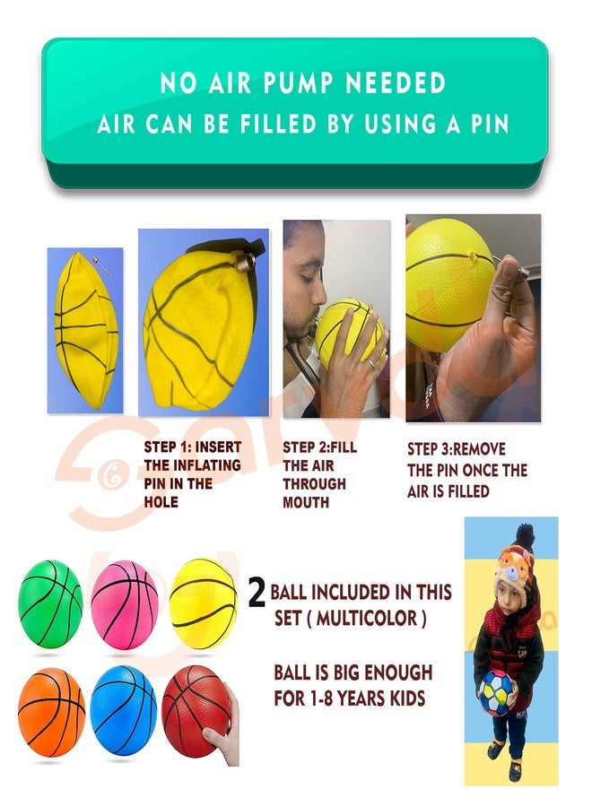 Sarvda Basket Ball for Kids Basketball Set with 1 Extra Ball Toys for Boys and Girls Portable Set with Hanging Board, Net, 2 Ball, Indoor Outdoor Games Birthday Return Gift Standard - Image 4
